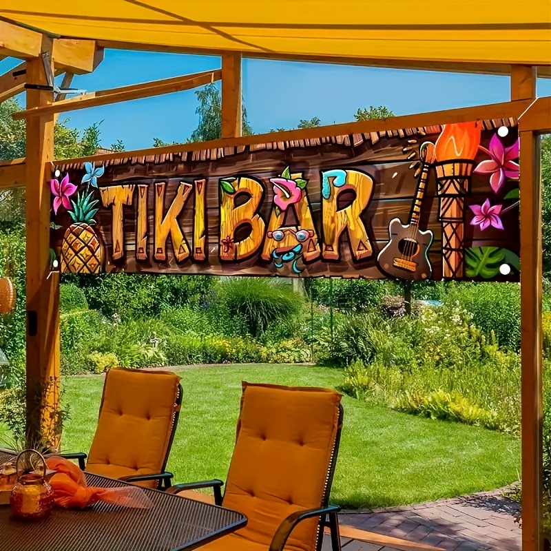 Car Accessories Nearby - Tiki Bar Banner Tropical Hawaiian Beach