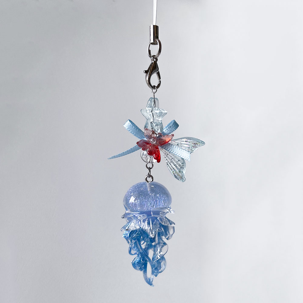 Car Accessories Bangkok - Blue Jellyfish Phone Chain Charm Cute